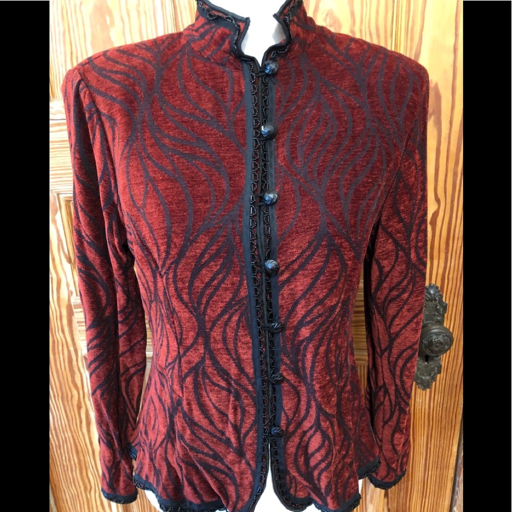 Beaded Chenille Peplum Jacket